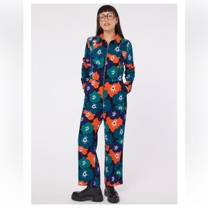 NWT Joanie Minetta Corduroy  Floral Print Jumpsuit US 12/UK 14